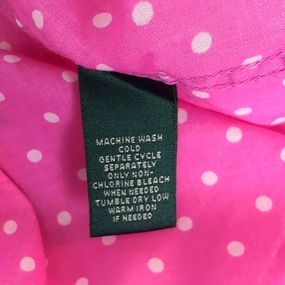 Lauren Ralph Lauren Pink Polka Dot Button Down Top (Size: 1X) - Picture 11 of 12